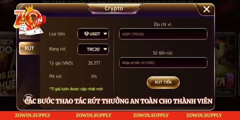 Các bước thao tác rút thưởng an toàn cho thành viên