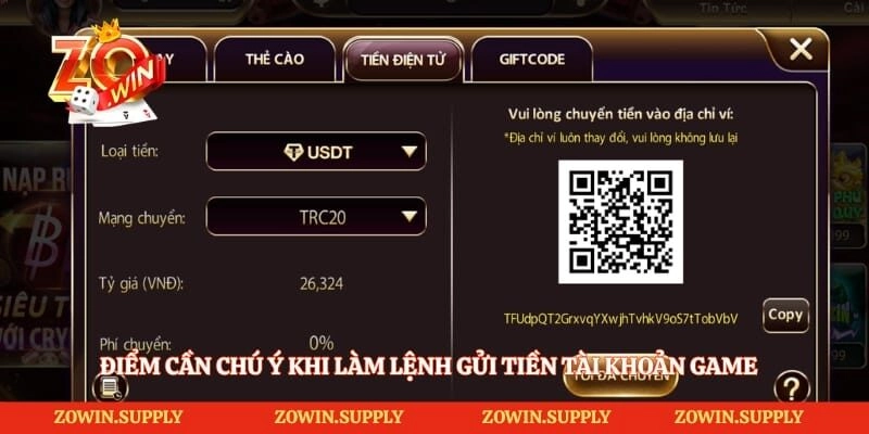 Điểm cần chú ý khi làm lệnh gửi tiền tài khoản game