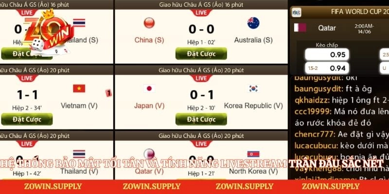 Hệ thống bảo mật tối tân và tính năng livestream trận đấu sắc nét