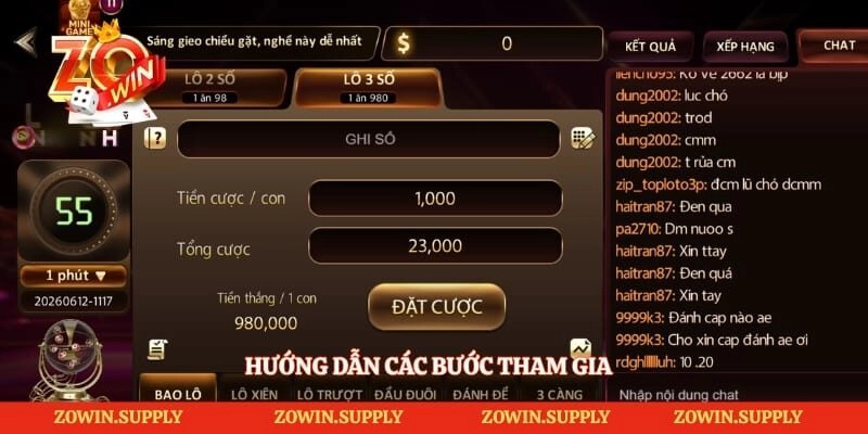 Hướng dẫn các bước tham gia lô đề Zowin